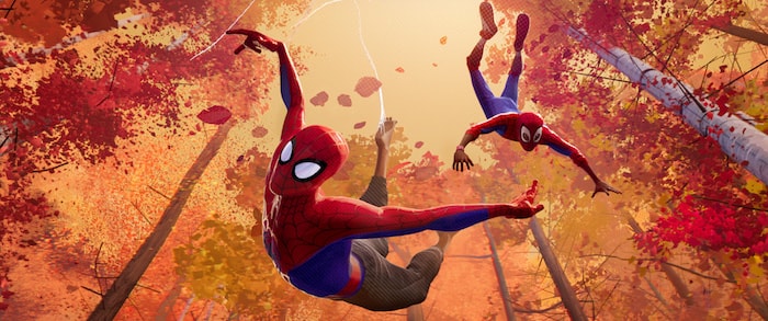 Peter Parker and Miles Morales in Spider-Man: Into the Spider-Verse