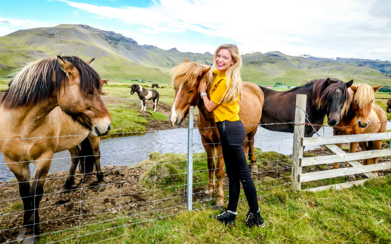 Emilia with Horses in Iceland. Courtesy of Emilia Taneva.